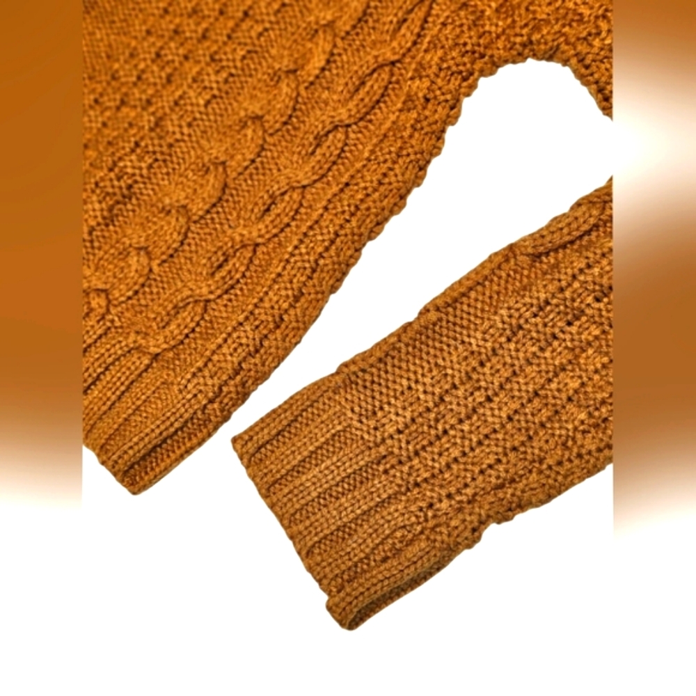 Mudd Rust Brown Orange Cropped Textured Longsleeve Sweater Top Crewneck Gold - Picture 6 of 12